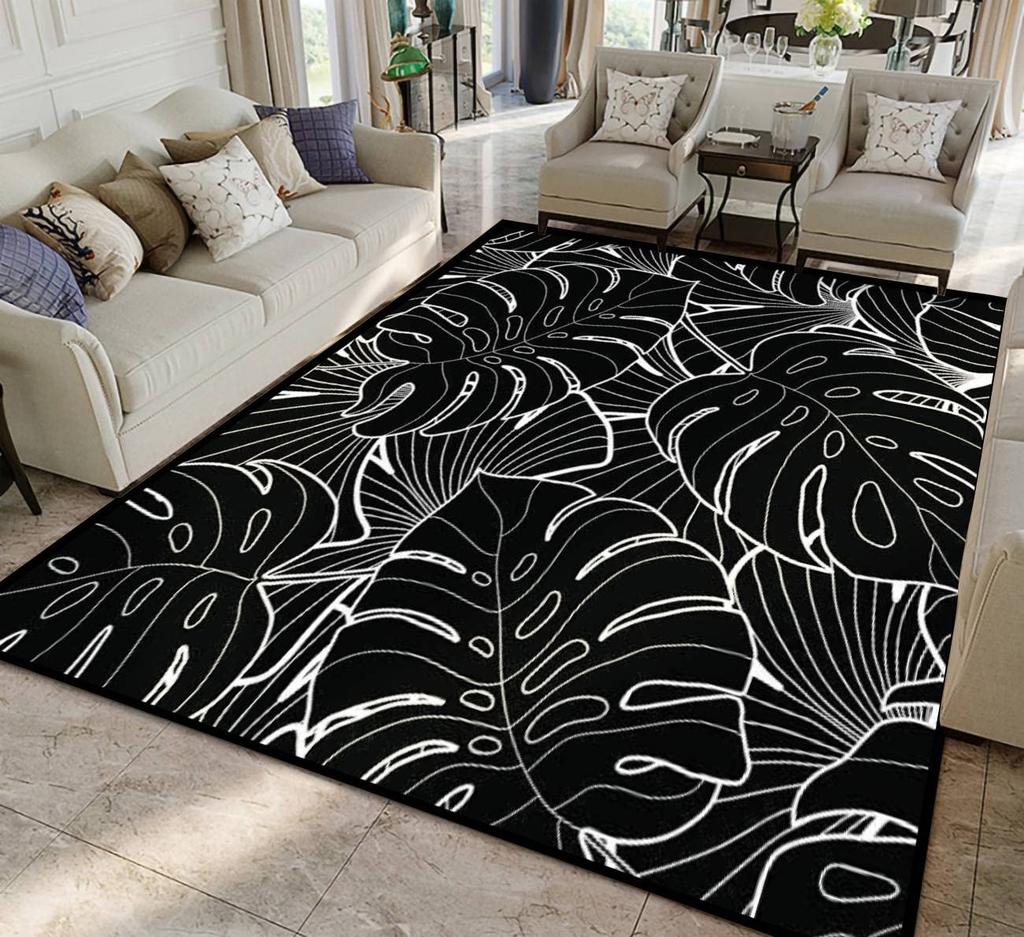 Sommerlicher tropischer Blätterteppich mit Monstera-Blättern, geeignet für Wohnzimmer und Schlafzimmer, Fußmatte, hawaiianische Blatt-Bodenmatte