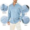Men Solid Color Casual Shirt Lapel Long Sleeve Flap Pockets Single Breasted Shirt Loose Fit Tops Workwear