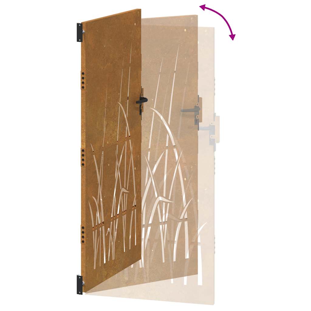 Garden Gate 85 X 175 Cm Corten Steel Grass Design