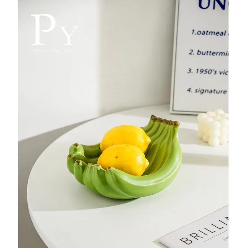 Stylish Banana Shaped Fruit Tray Decorative Ceramic Trays for Storage and Display of Fruits and Snacks in Homes and Restaurants