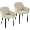 Dining Chairs Set of 2, Upholstered Kitchen Chairs with Metal Legs, Cream White