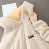 Couple Winter Hoodie Fleece Lined Thermal Insulation Hooded Pure Color Drawstring with Elastic Cuffs Women Men Fall Winter Top