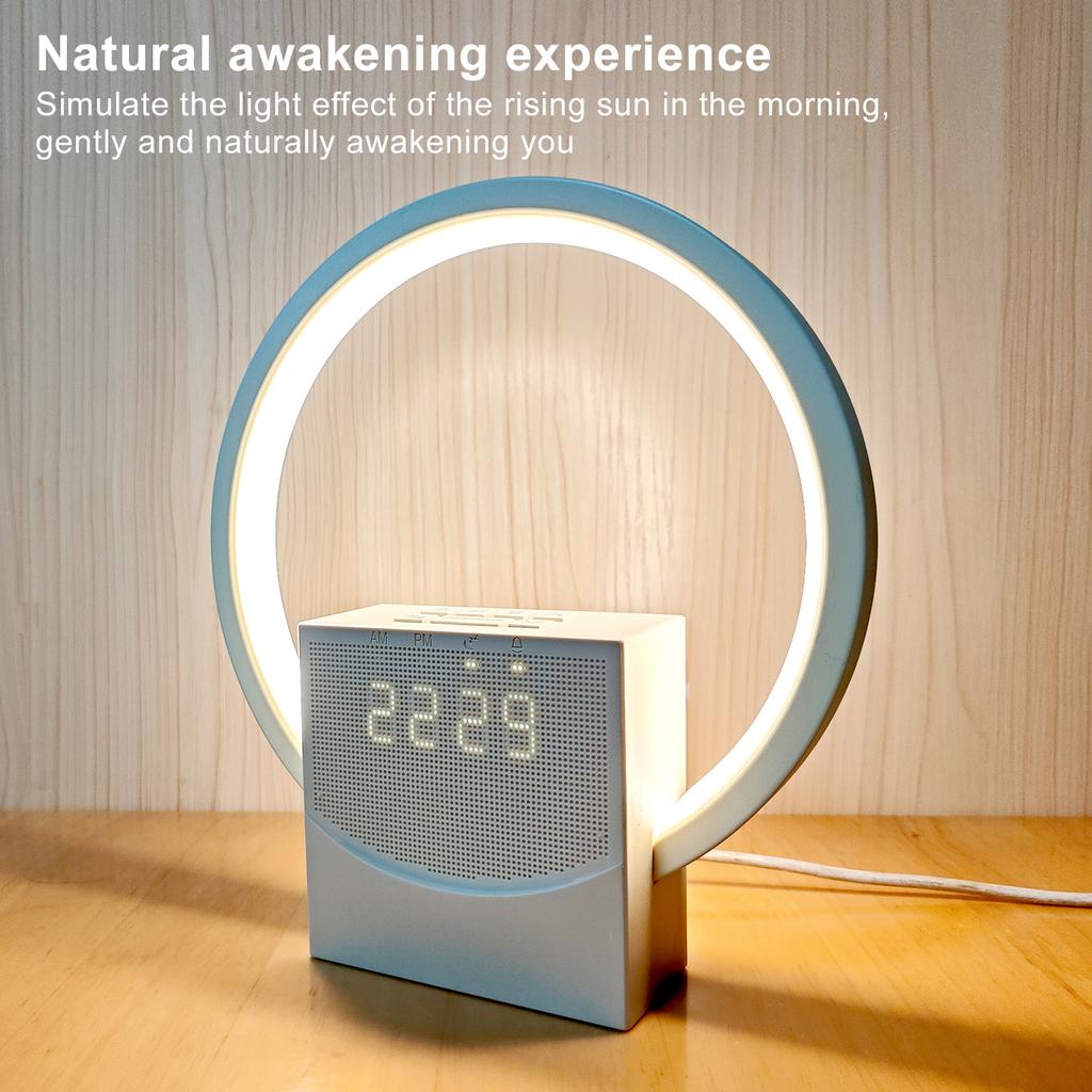 Alarm Clock Wake-up Night Light With White Noise Timing Touch Table Lamp For Bedroom Beside Lamp with Bluetooth Speaker