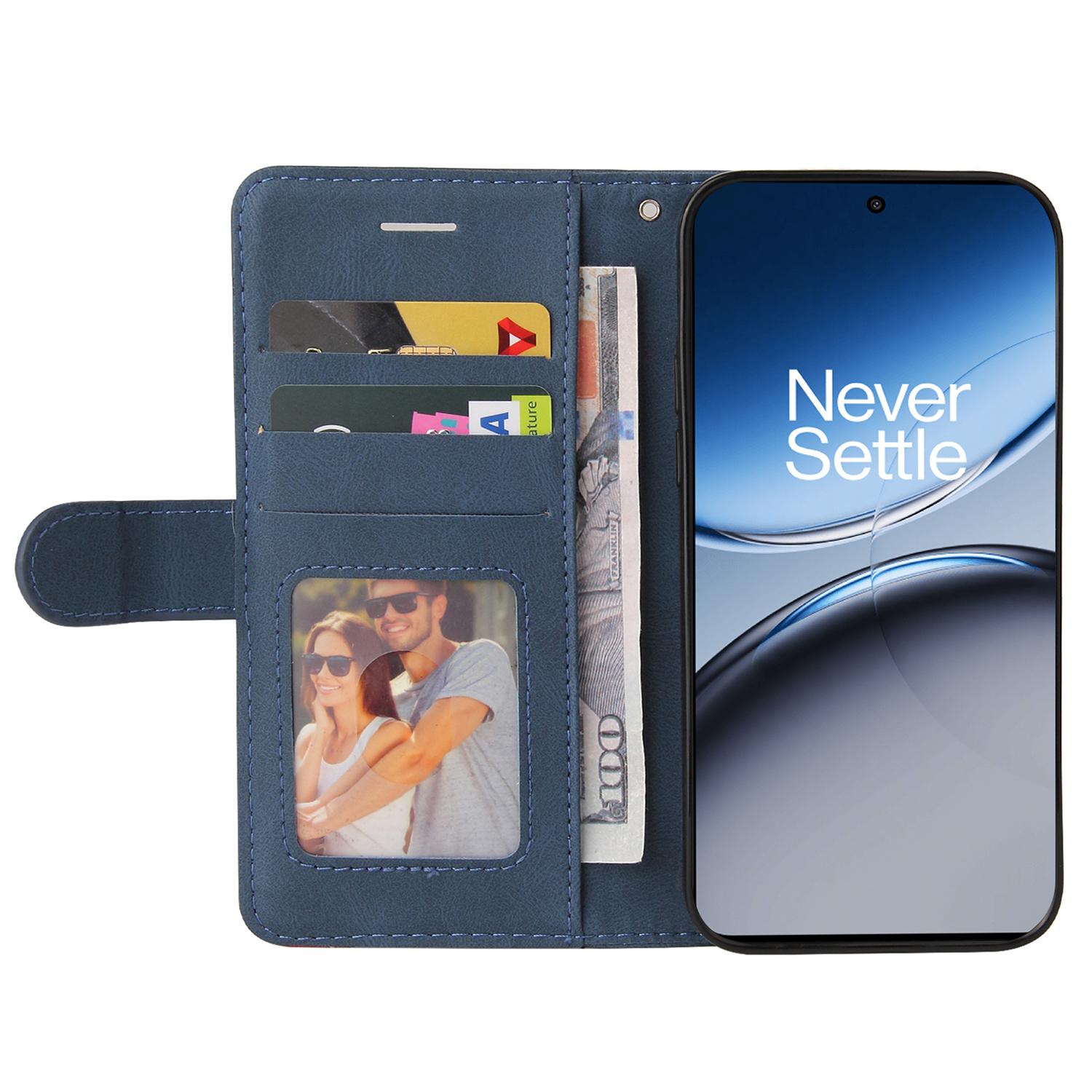 

For OnePlus Nord 4 Leather Case Wallet Stand Color Splicing Phone Cover Blue