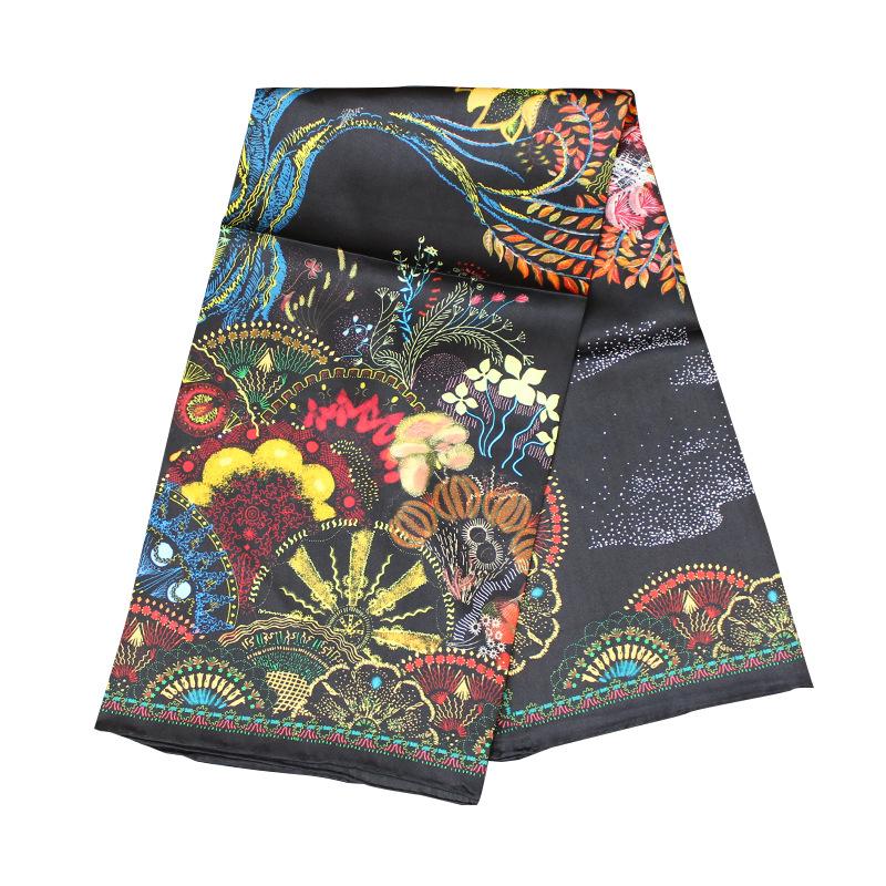 Black and white phoenix flying apsaras 110 mulberry silk silk silk scarf, hand-rolled plain crepe satin large square scarf, spring and summer shawl