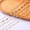 50cm Brass Copper Chain with Gold Plated Pearl Beads Charms for DIY Jewelry