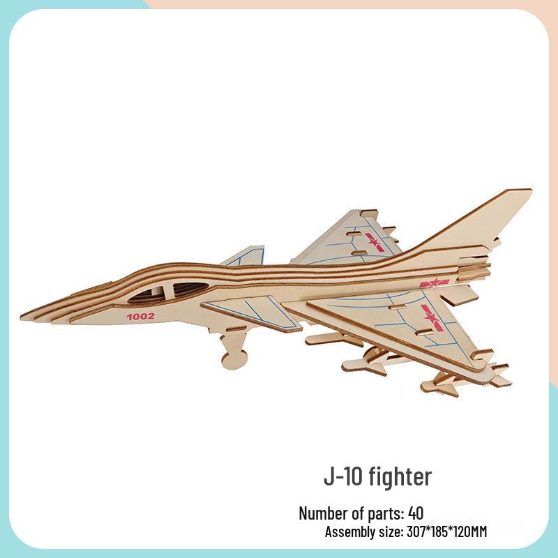 Children's Handmade Wooden Airliner Model 3D Puzzle Educational Toy
