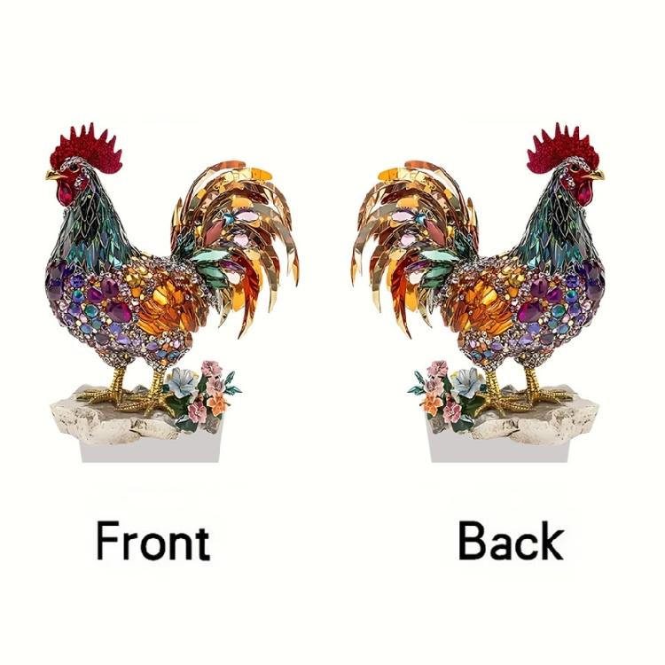 Animal Statue Shatterproof Weather Resistant Colorful Acrylic Rooster Sculpture for Home Office Desk Decoration