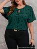 Heart Lace-up Plus Size Women's Pullover Shirt - Summer 2026 Collection, 5 Colors, Short-Sleeved