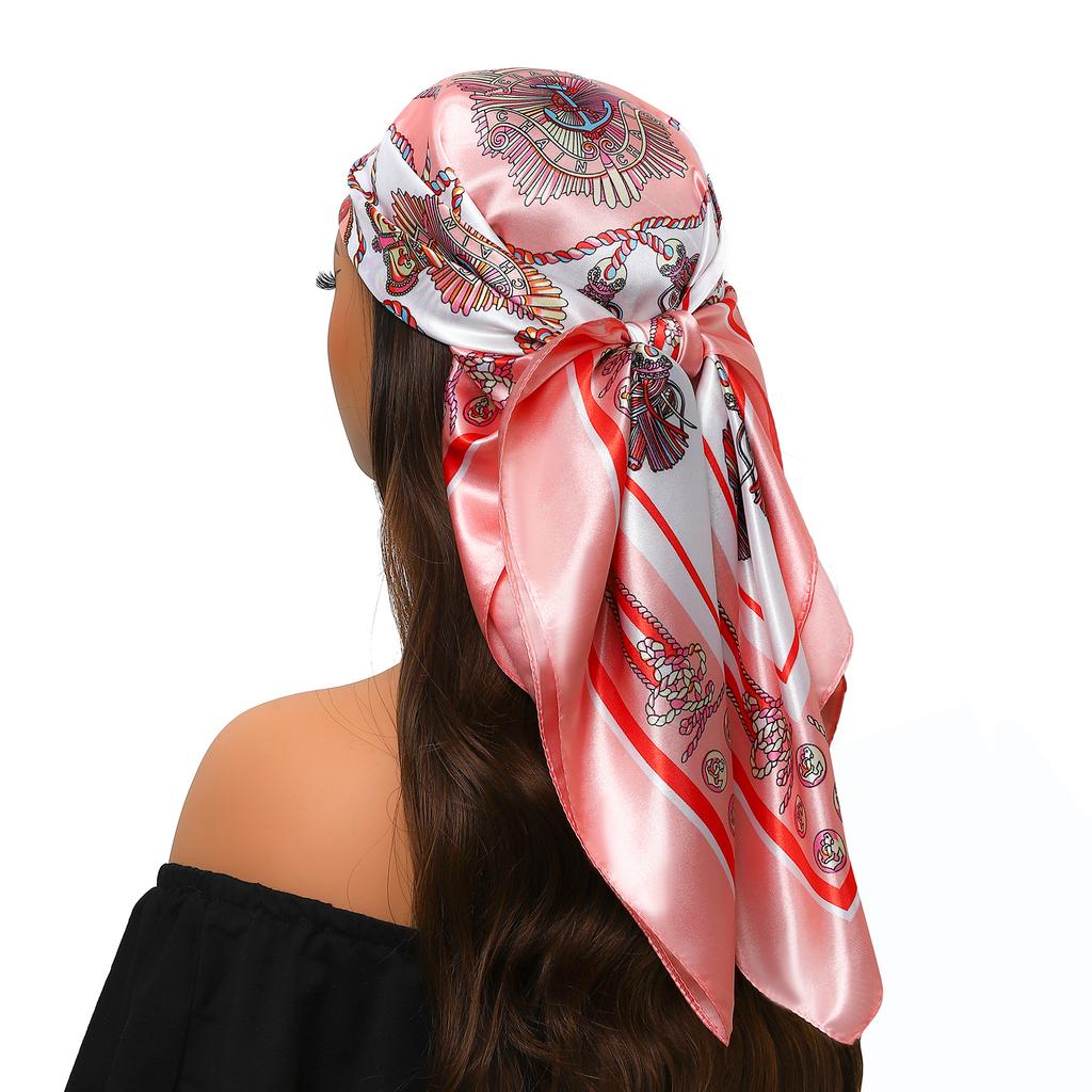 Cachecóis Populares Europa E América Moda Bandanas Nova Estampa Protetor Solar 90X90CM Lenço Quatro Estações Lenços de Seda Quadrados de Luxo