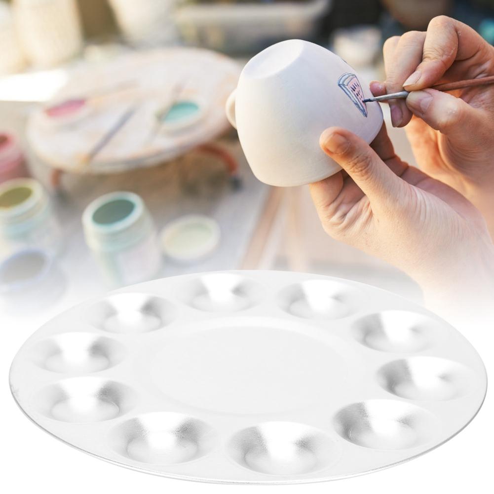 10 Grid Palette Aluminum Painting Tray Pottery Tools Art Supplies  for Craft Collection