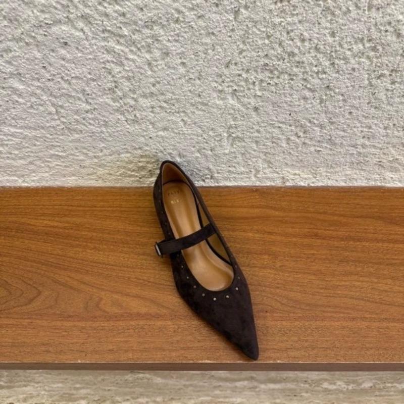 Fashion New Style Fashion Luxury Square Heel Ballet Flats Solid Buckle Strap Shoes Female High Quality Concise Flats Zapatos Mujer