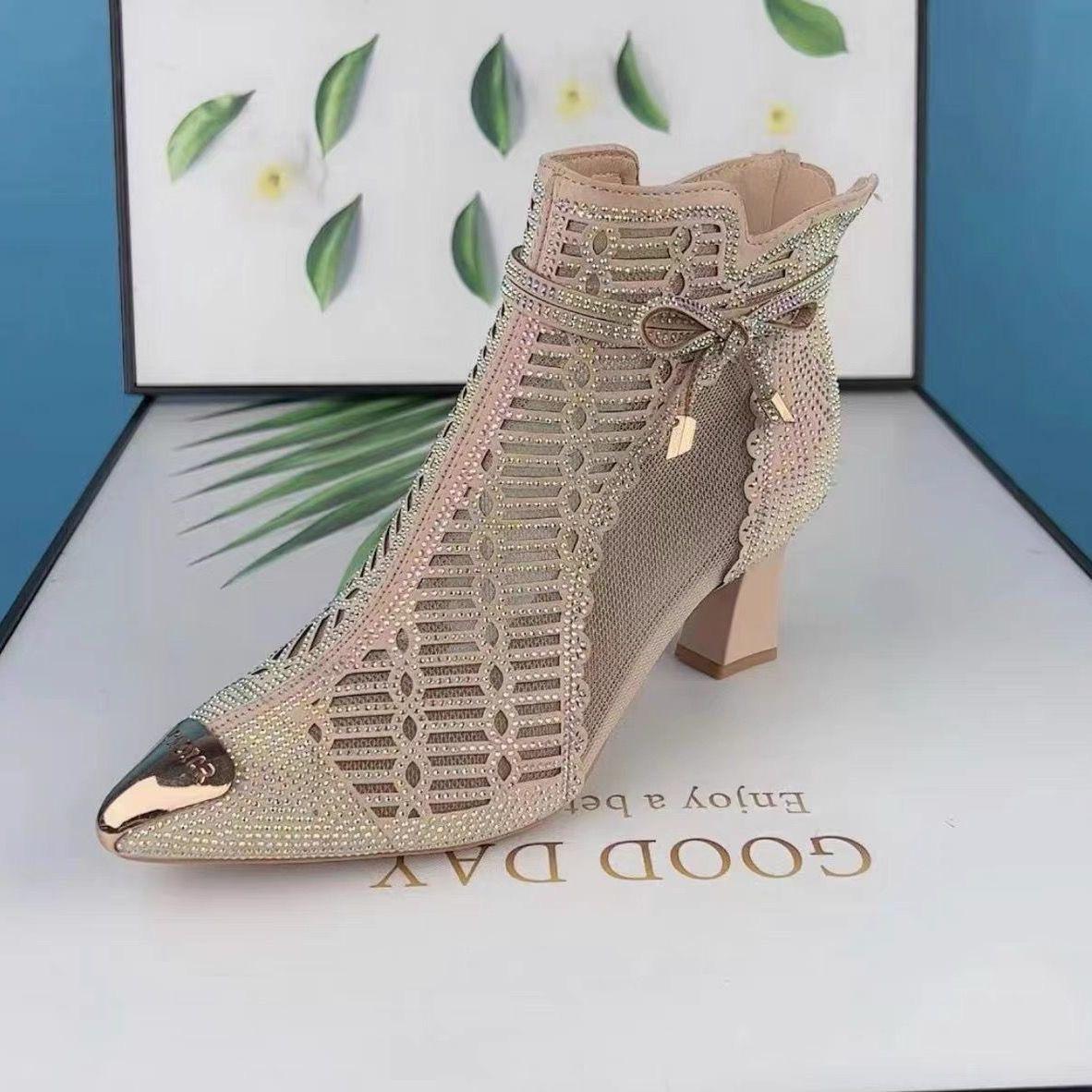 

Женские сандалии на высоком каблуке из марли, простые, 2024, новые, модные, универсальные, удобные, дышащие, с мягкой подошвой, осенние 35