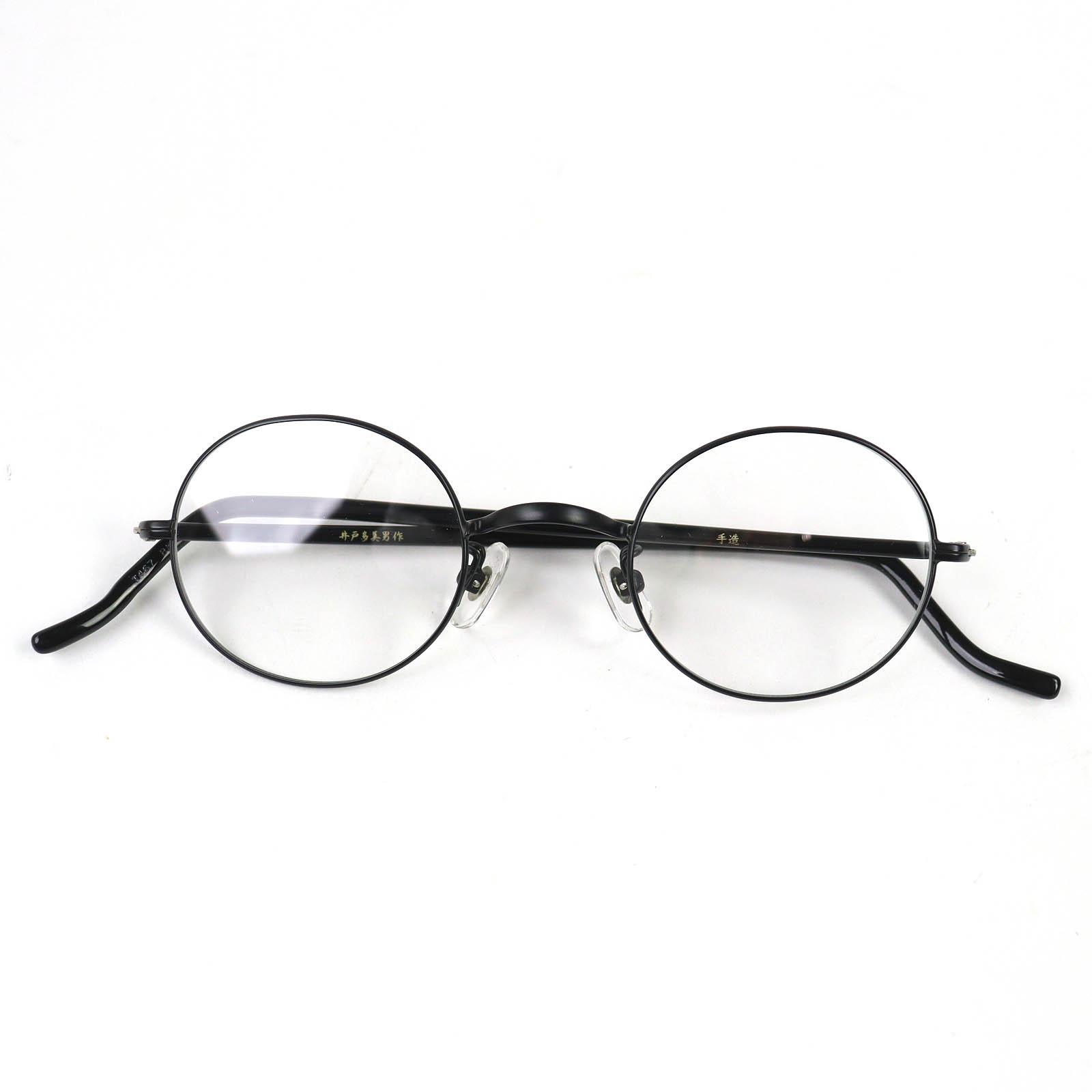 

Excellent KANEKO OPTICAL Glasses Handmade Round by Tamio Ido black mens T-467 Used