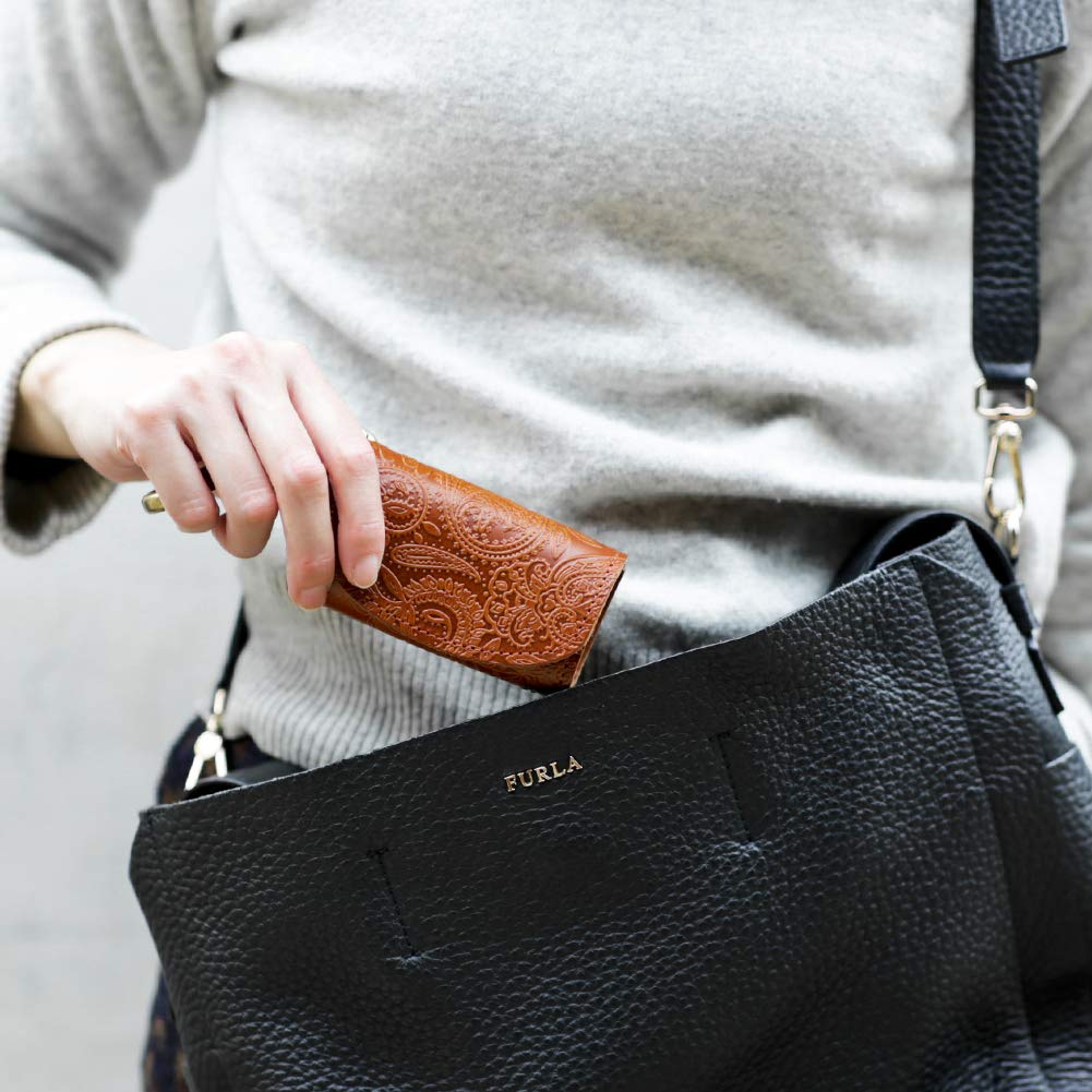 VINCENT CRAFTED Made in Japan Tochigi Leather Paisley Carabiner Key Case & Coin Case PAOLO Keychain for Women and Men <V1 PAOLO Navy>