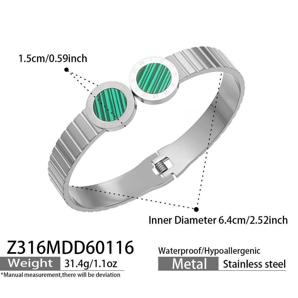 European Luxury Roman Numeral Dial Shell Acrylic Stainless Steel Openable Bracelet