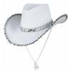 Cappello da Cowboy Rosa con Corona Bordata d'Argento per Festa in Maschera