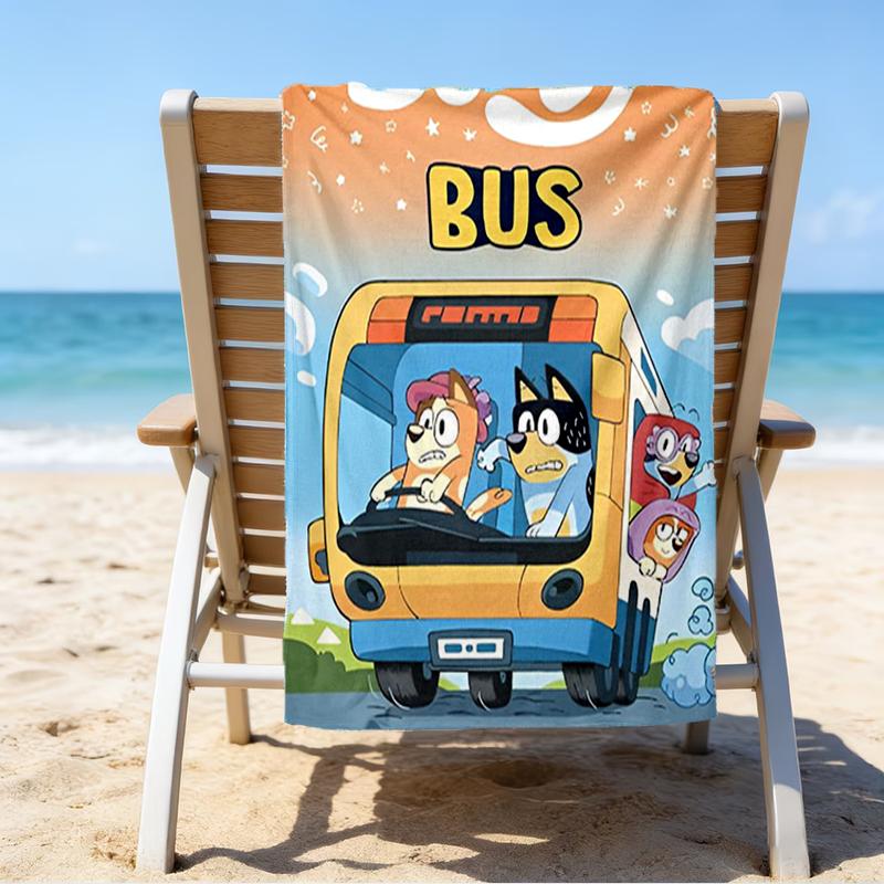 Ultra-Soft Beach Towel with Bluey Theme,Ideal for Pool - Camping, Diving - Perfect Travel Essential, Vibrant Beach Towel.