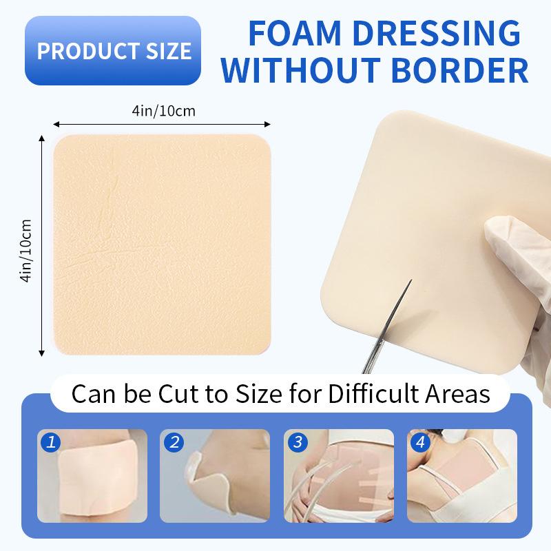 Foam Non-Adhesive Dressing Wound Dressing Sterile Bedsore Healing Pad Patch Wound Care 10Cmx10Cm