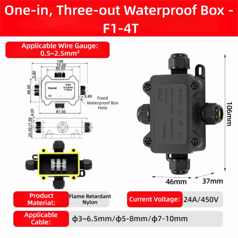 2-6 Way Trunking Connectors IP68 Rated IP68 Waterproof Junction Box  Outdoor Use