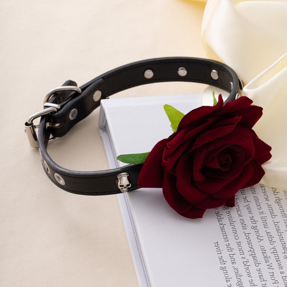 Spice Girl Ветер Бархатная Роза Кожаный Ошейник Панк Рок Стиль Индивидуальность Нишевый Ошейник Женский