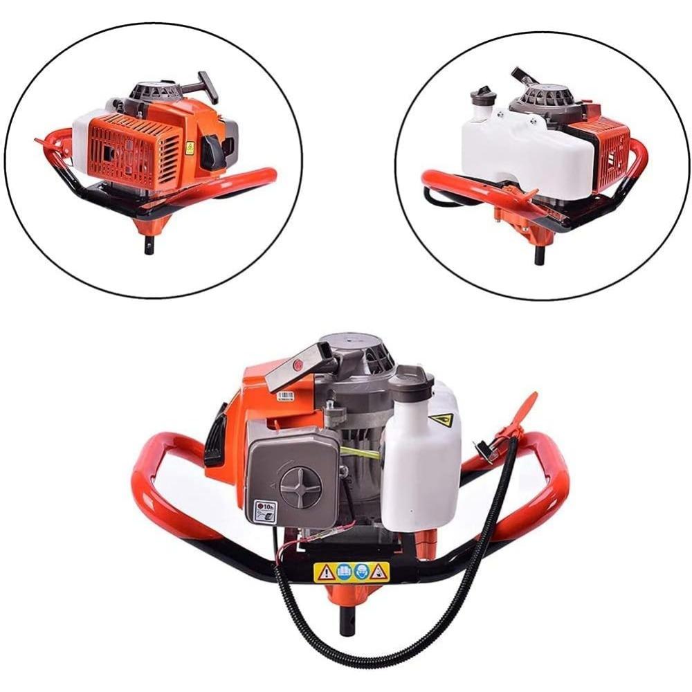 72cc Erdbohrer 2-Takt Benzin Gas2 Verlängerungsstangen + 3 Bohrschnecken (4" 8" & 12") für Bauernhof Garten Pflanze…