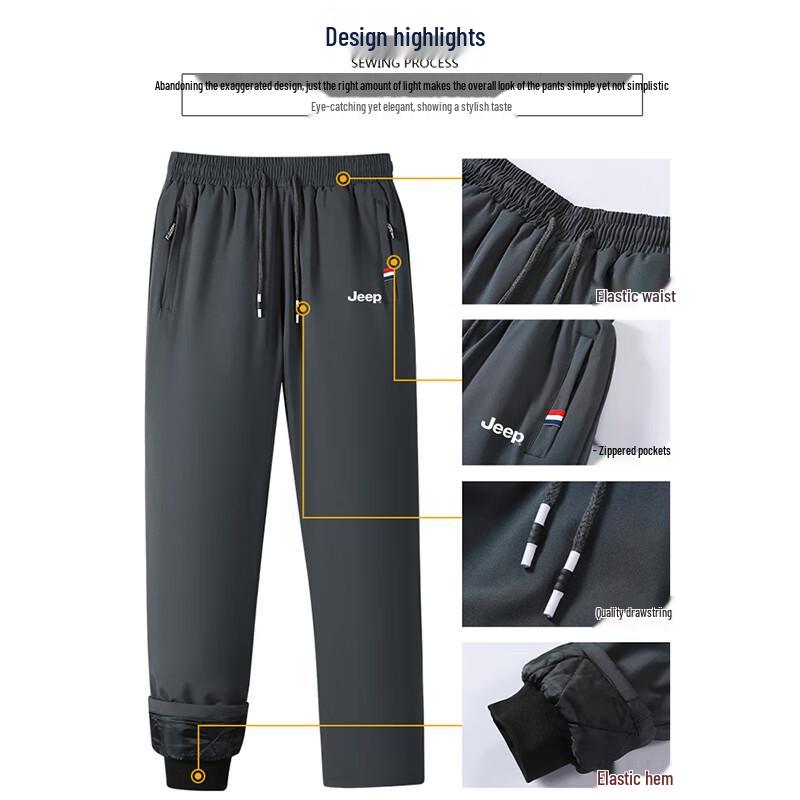 Jeep Men's Winter Fleece-Lined Straight-Leg Casual Pants