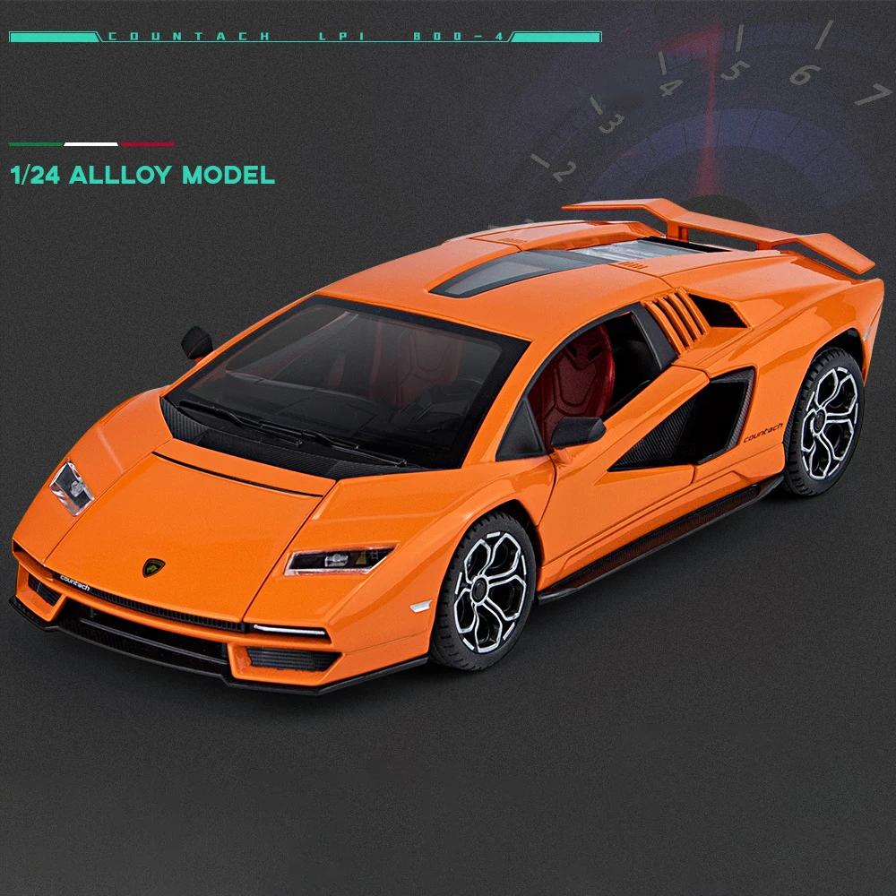 1/24 Lambos Countach LPI800-4 Supercar Alloy Model Diecast Sound Super Racing Lifting Tail Hot Car Wheel Gifts