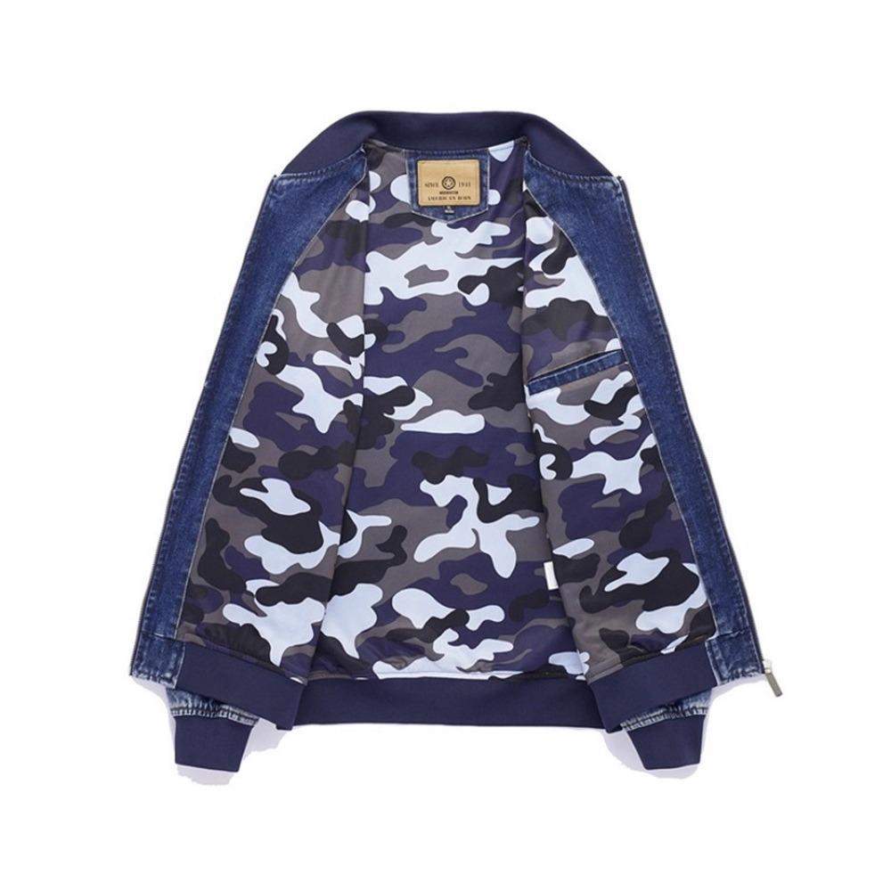 Spring Autumn Men's Pilot Jacket Denim Coat Washed Retro Motorcycle Style Baseball Coat