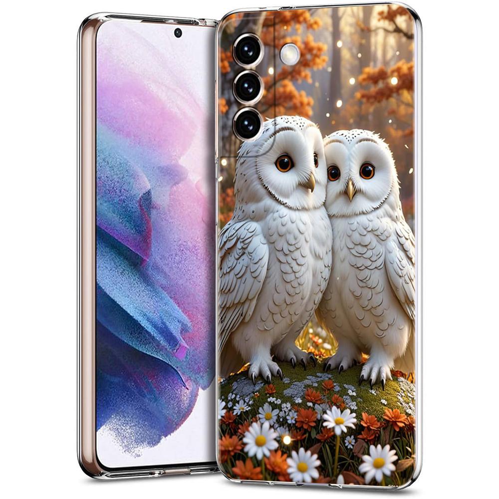 Transparent Phone Case Cover for Samsung Galaxy S25 S24 S23 S22 S20 S21 FE Ultra S24 S23 S10 S10E Plus 5G Cute Owl Pattern Capas