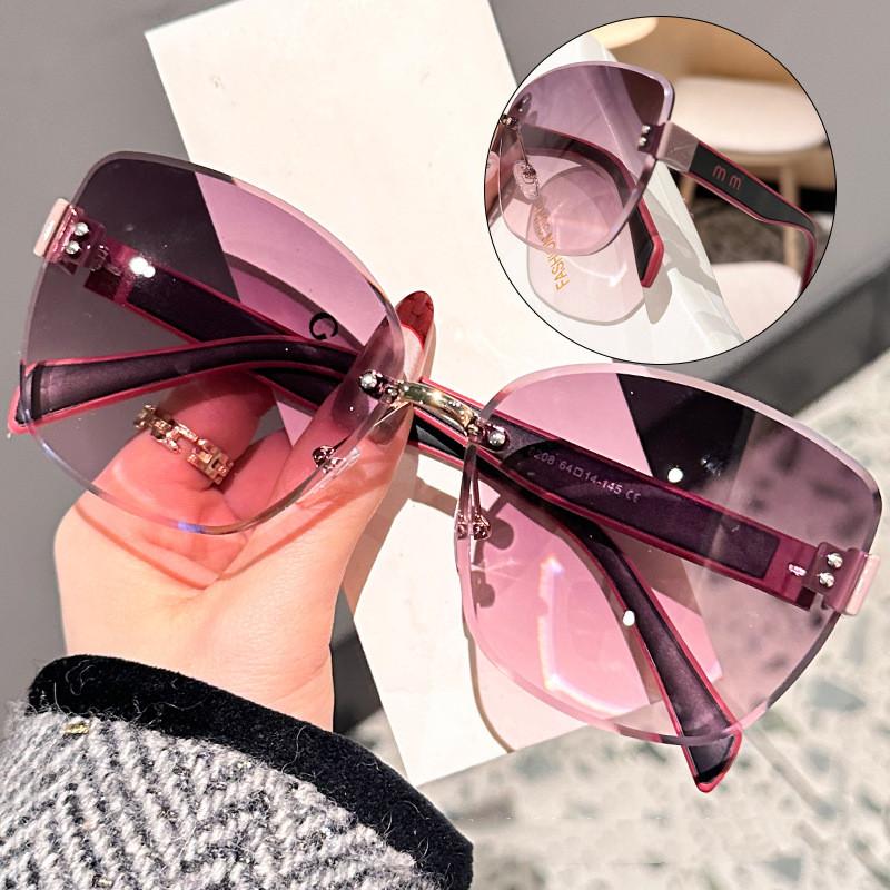 Fable Women's New Large Cat Eye Fashion Sunglasses For Uv Protection Trendy Without Frame Cutting Edge Ds-8208