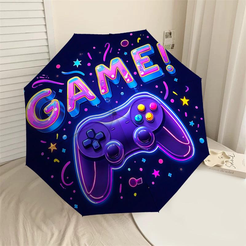 

1PC game controller Automatic Open/Close Umbrella with Windproof, 8-Rib Sturdy Canopy, Durable Ribs, Fashionable Design, Outdoor Accessory, Fun Prin,