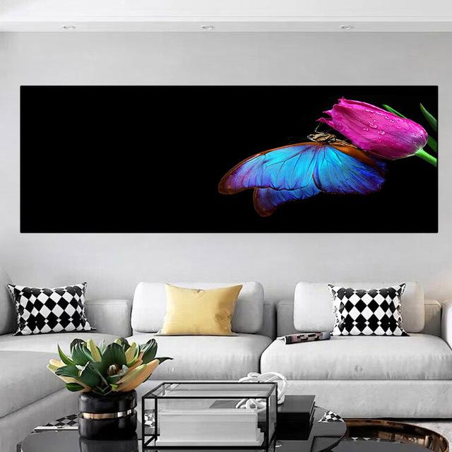 Landscape Butterfly Flower Mushroom Forest Canvas Painting Posters and Prints Wall Art Pictures Living Room Home Decor No Frame