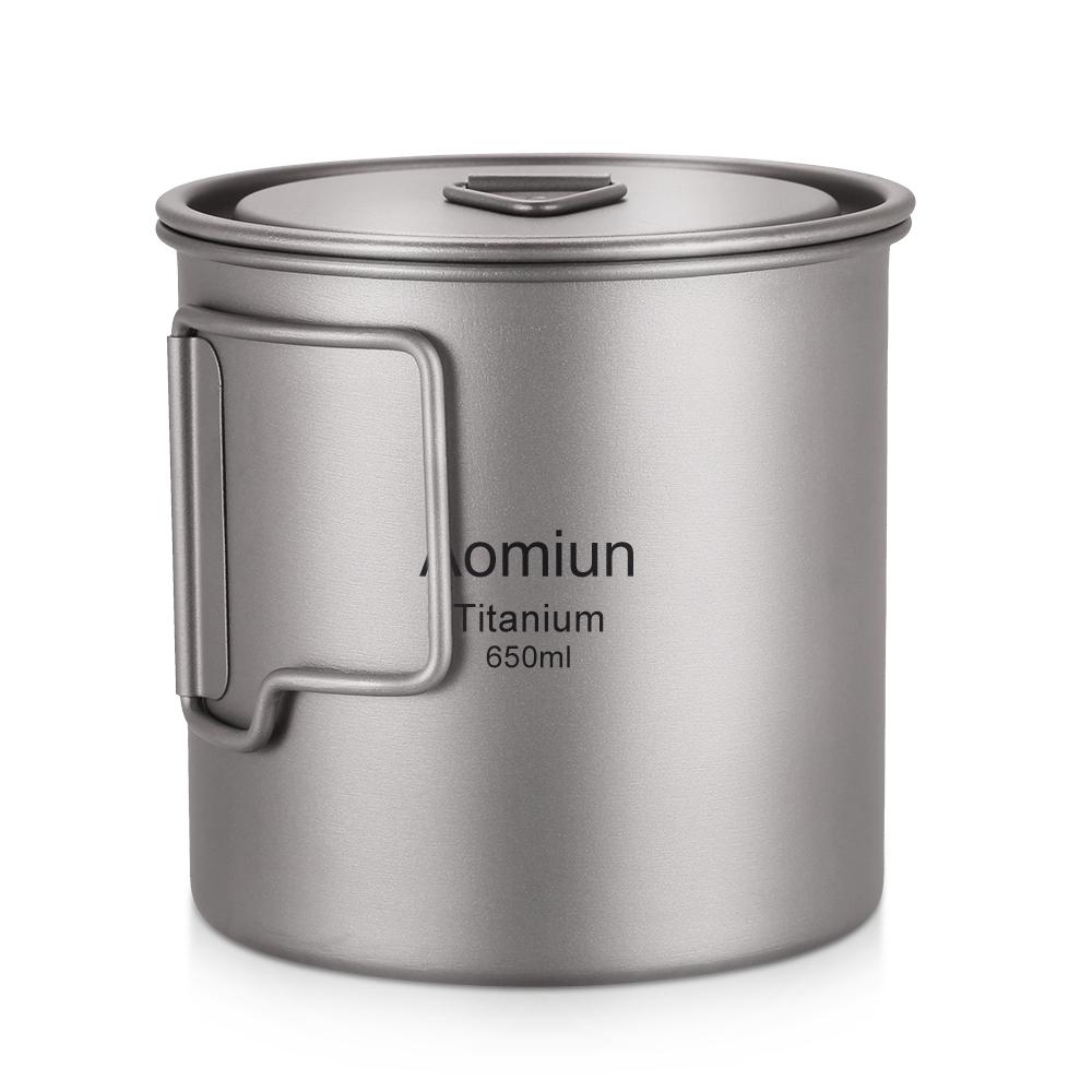 Aomiun Ultralight Titanium Cup Outdoor Portable 2PCS Cup Set 300ml 650ml Camping Picnic Water Cup