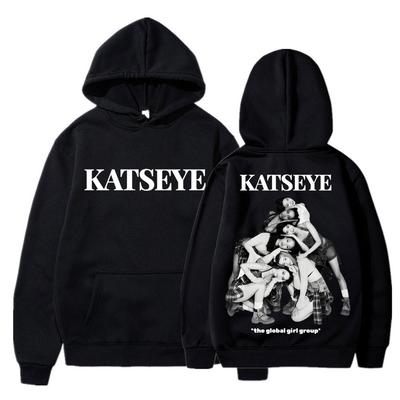 Sudadera con capucha gráfica Katseye de grupo Kpop Moda Vintage Hombre Mujer Coreana Manga Larga Oversize Forro Polar Casual Chándal Ropa de Calle Regalo