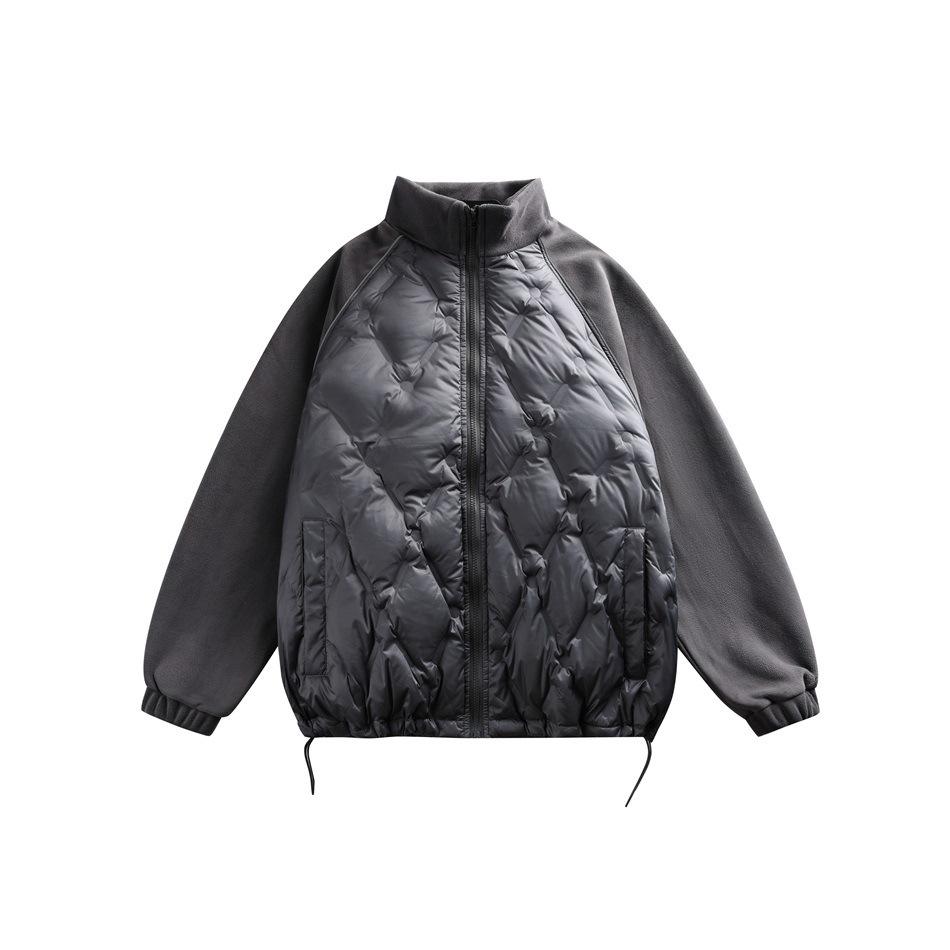 Студия Один Зимняя Ретро Клетчатая Куртка Пуховик с Воротником-стойкой Унисекс L темно-серого