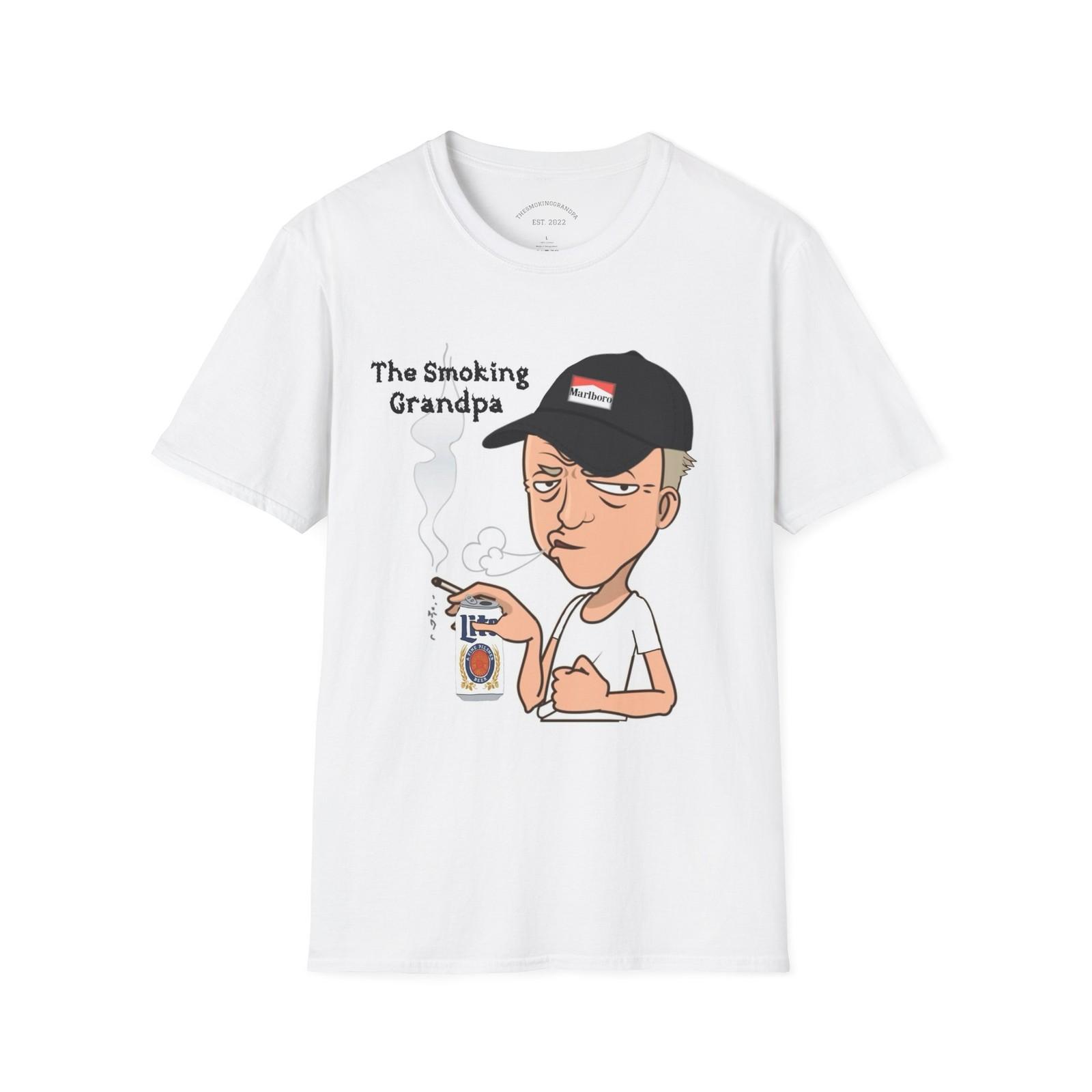 The Smoking Grandpa T-Shirt | Cartoon Grandpa Smoking Design S разноцветный