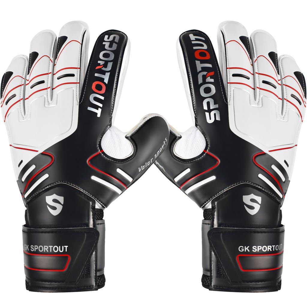 Sportout Guanti da Portiere da Giovane e Adulto, Forte Presa per le Parate Più Difficili, con Fingerave e Lattice 4+3MM