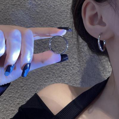 Korean S925 Silver Circle Earrings - Elegant and Versatile Women's Jewelry