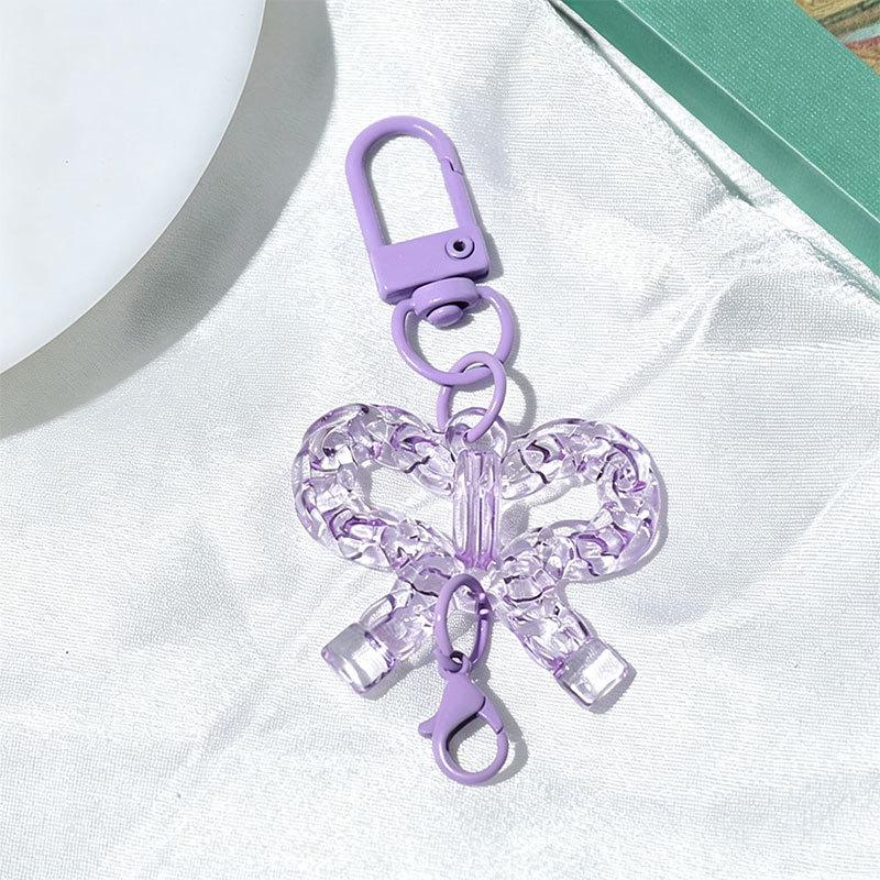 Transparent Acrylic Bow Keyring for Girls' Bags - DIY Pendant Accessory Small Gift