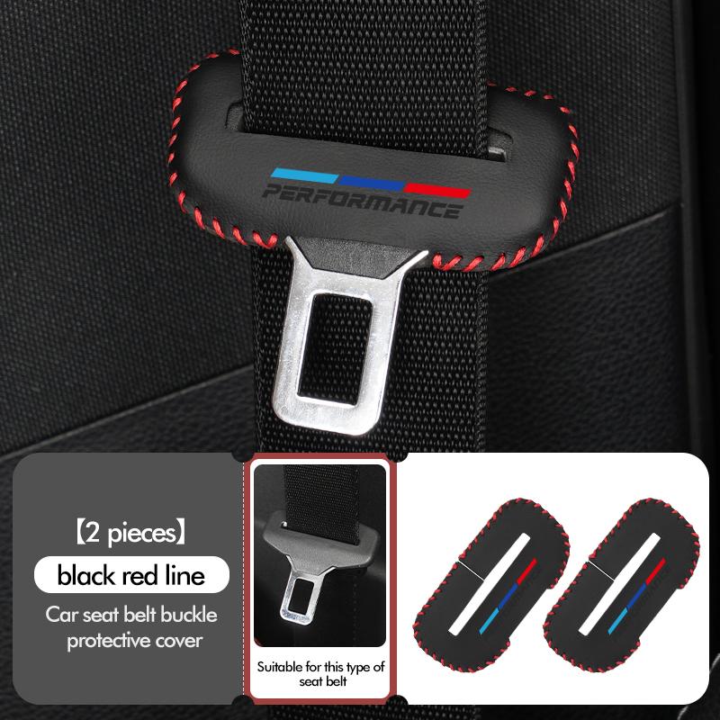 For BMW 1/2pcs Car Seat Belt Buckle Cover Leather Protector Anti-collision Case Accessories Performance E91 X5 E70 F11 E30 F31 E1