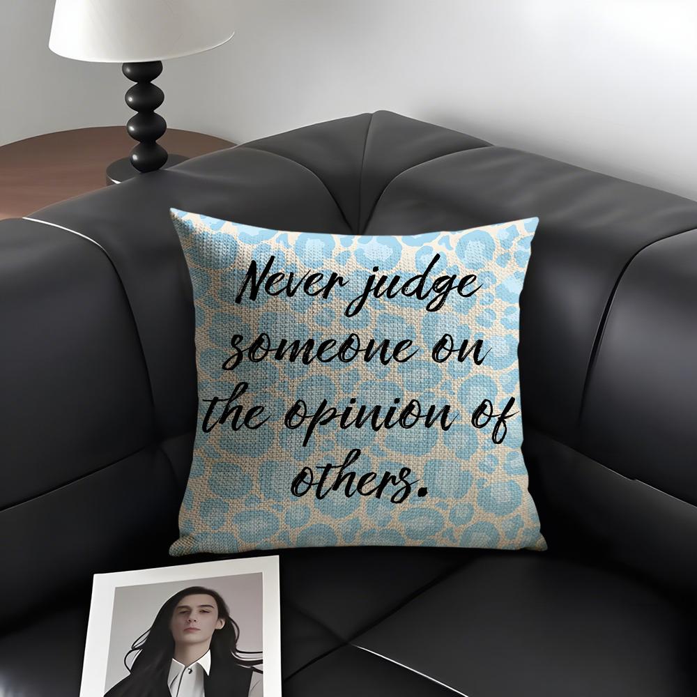 Encouraging Text Ins Cushion Cover Natural Linen Organic Fabric Double-Sided Printing Sofa Home Decor Gift Pillow Case