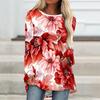 Übergröße Damen Frühling Floral bedrucktes Bequemes Langarm Rundhals T-Shirt Lässiges Baggy Mittellanges Tee Oberteil