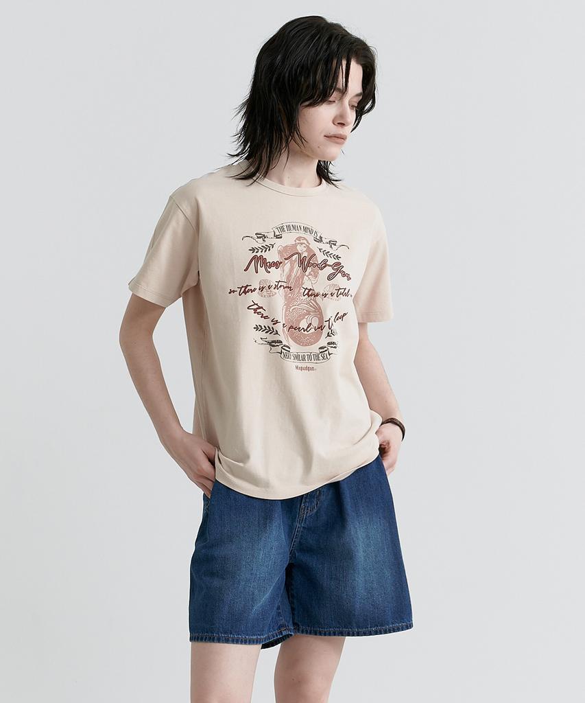 Mc Wood Gun Lydia 3625 Pigment Mermaid Semi-Overfit Cream Short Sleeve Tee