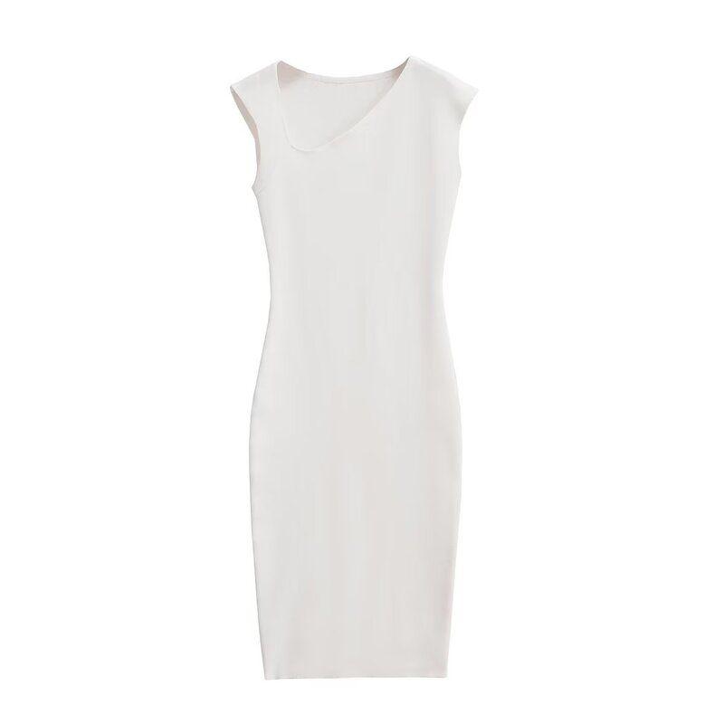 

Fashion Style Summer Fashion Trends Women s All-Matching Slim Fit Sheath Sleeveless Oblique Shoulder Strap Dress 5584179 White L