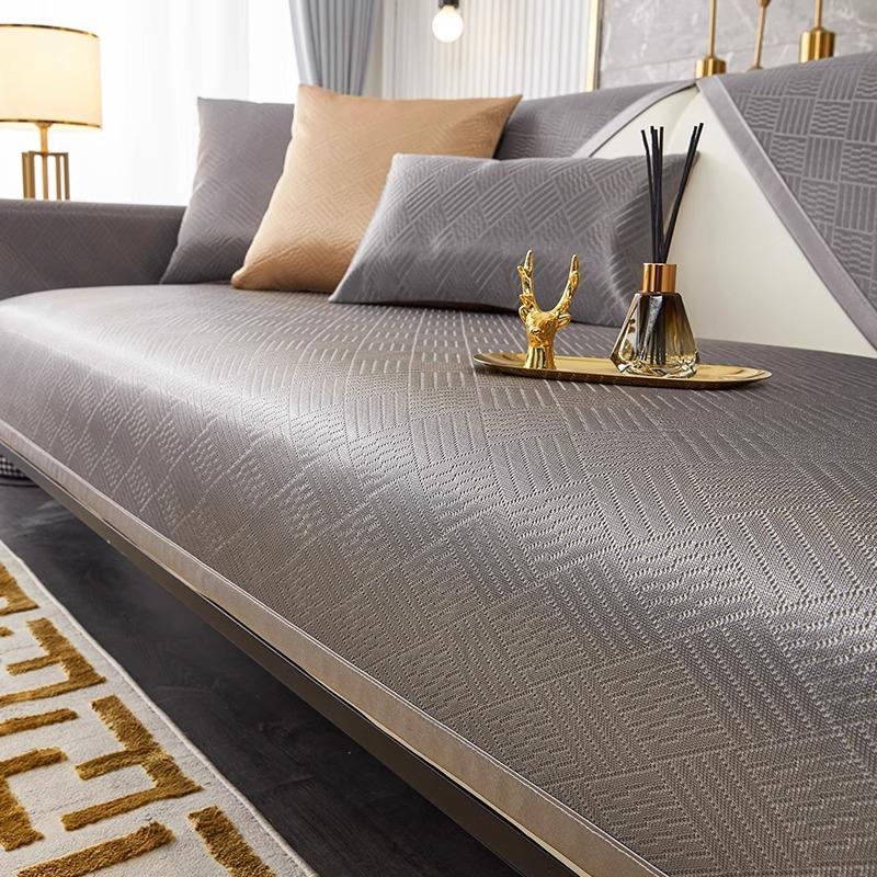 Summer Light Luxury Sofa Cushion Ice Silk Summer Mat Summer Non-Slip Sofa Cover Dust Cover Living Room Straight Row Sofa Cover Towel