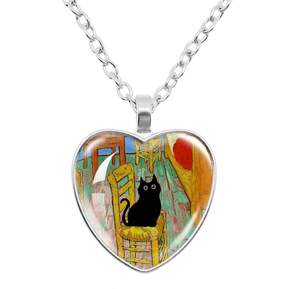 Gepersonaliseerde Kitten Kat Hart Hanger Ketting Dier Vorm Kunst Foto Glas Cabochon Sieraden Kinderen En Vrouwen