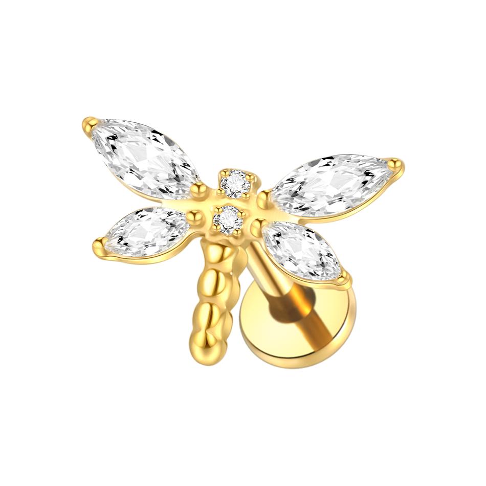 1PC G23 Titanium 16G Marquise Lotus CZ Flower Flat Back Stud Labret Tragus Helix Cartilage Conch Earring Piercings Sexy Jewelry
