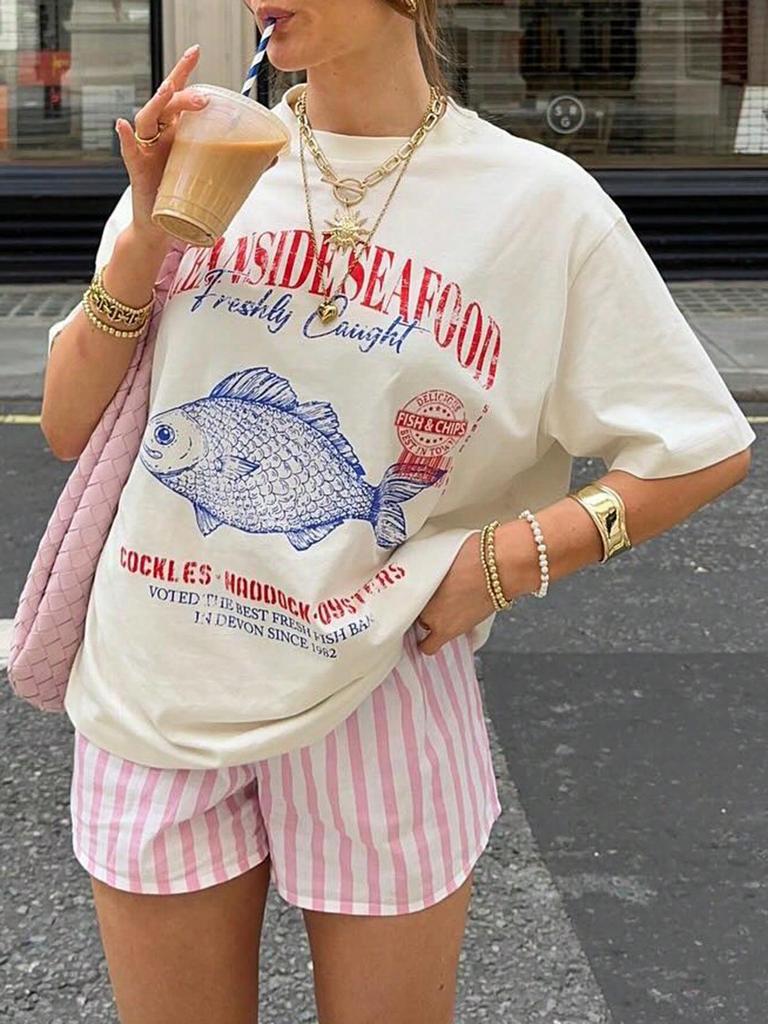 Summer Casual Seafood Print T-Shirt for Men