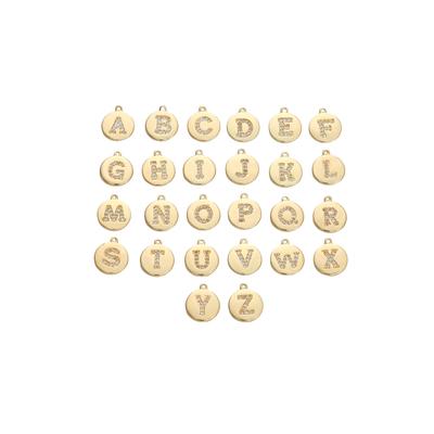 Kupfer-Zirkonium-eingelegter kreisförmiger 26-Buchstaben-Anhänger für DIY-Schmuckherstellung, Bastelzubehör